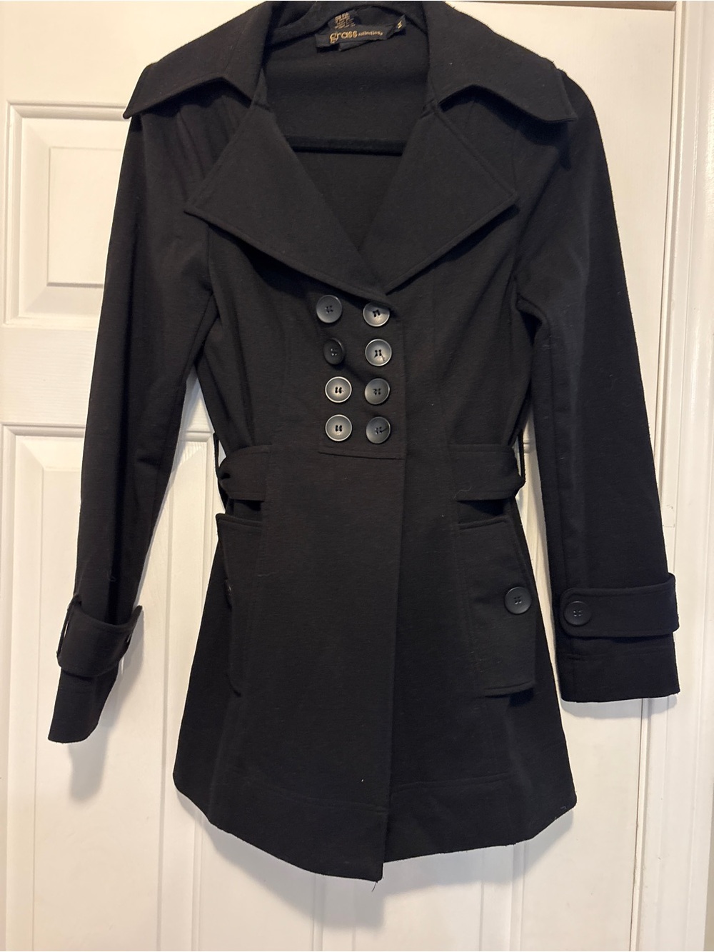 grass collection Black Double-Breasted Pea Coat